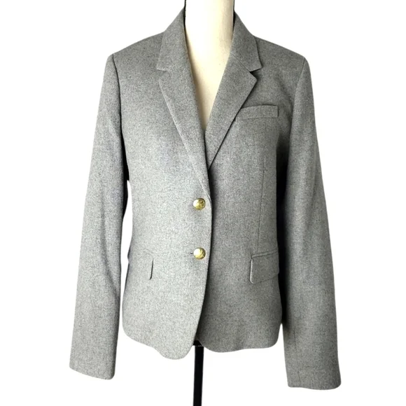 J. Crew Heather Gray Flannel Wool Blend Schoolboy Blazer Jacket Size 14 NWT - Picture 1 of 9